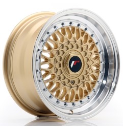 JR Wheels JR9 15x7 ET20 4x100/108 Gold w/ Machined Lip